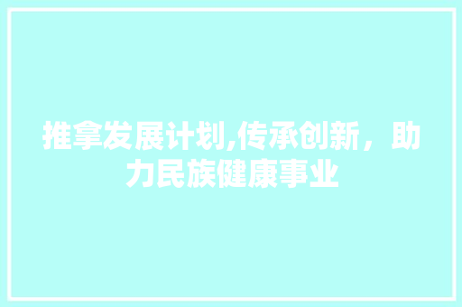 推拿发展计划,传承创新，助力民族健康事业