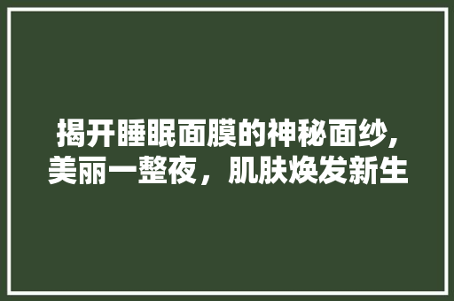 揭开睡眠面膜的神秘面纱,美丽一整夜，肌肤焕发新生