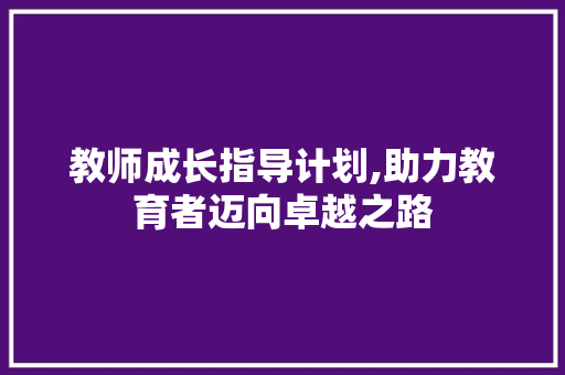 教师成长指导计划,助力教育者迈向卓越之路