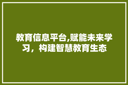 教育信息平台,赋能未来学习，构建智慧教育生态