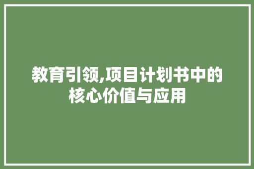 教育引领,项目计划书中的核心价值与应用