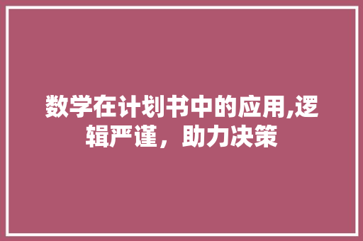 数学在计划书中的应用,逻辑严谨，助力决策