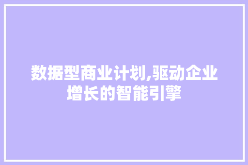 数据型商业计划,驱动企业增长的智能引擎