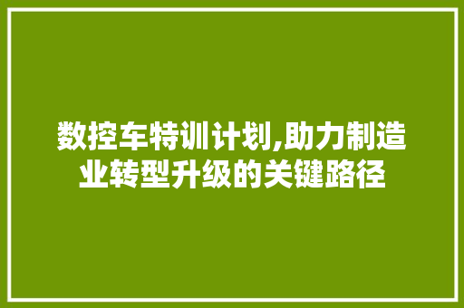 数控车特训计划,助力制造业转型升级的关键路径