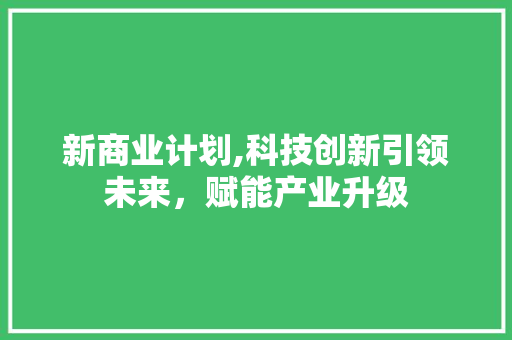 新商业计划,科技创新引领未来，赋能产业升级