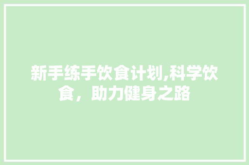 新手练手饮食计划,科学饮食，助力健身之路