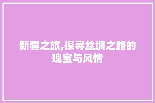 新疆之旅,探寻丝绸之路的瑰宝与风情