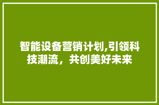 智能设备营销计划,引领科技潮流，共创美好未来