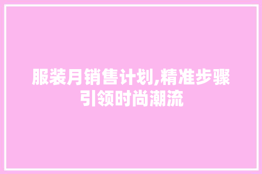 服装月销售计划,精准步骤引领时尚潮流