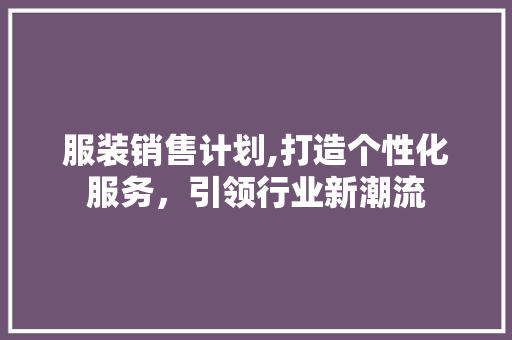 服装销售计划,打造个性化服务，引领行业新潮流