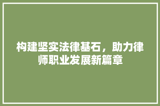 构建坚实法律基石，助力律师职业发展新篇章