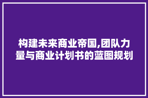 构建未来商业帝国,团队力量与商业计划书的蓝图规划