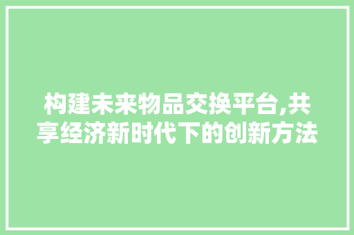 构建未来物品交换平台,共享经济新时代下的创新方法