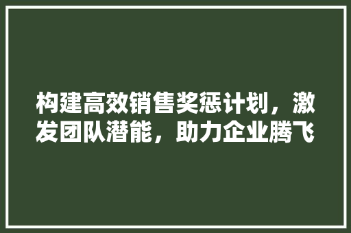 构建高效销售奖惩计划，激发团队潜能，助力企业腾飞