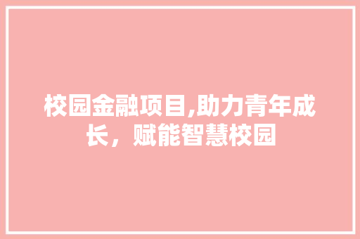 校园金融项目,助力青年成长，赋能智慧校园