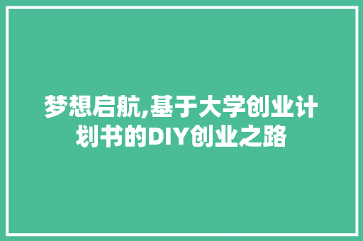 梦想启航,基于大学创业计划书的DIY创业之路