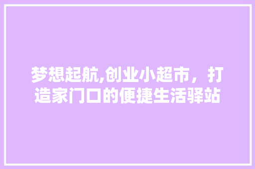 梦想起航,创业小超市，打造家门口的便捷生活驿站