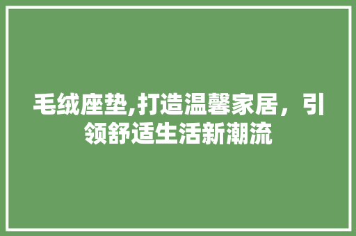 毛绒座垫,打造温馨家居，引领舒适生活新潮流