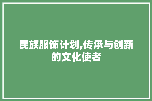 民族服饰计划,传承与创新的文化使者