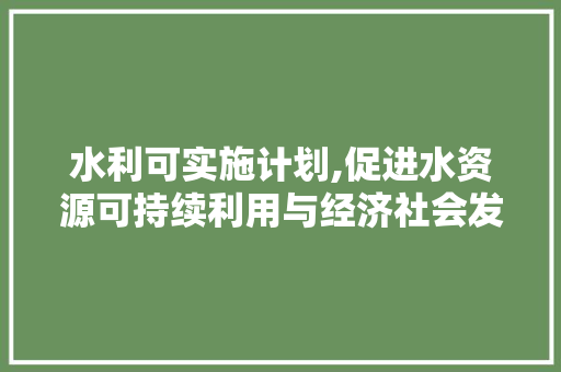 水利可实施计划,促进水资源可持续利用与经济社会发展的双赢之路