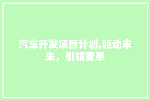 汽车开发项目计划,驱动未来，引领变革