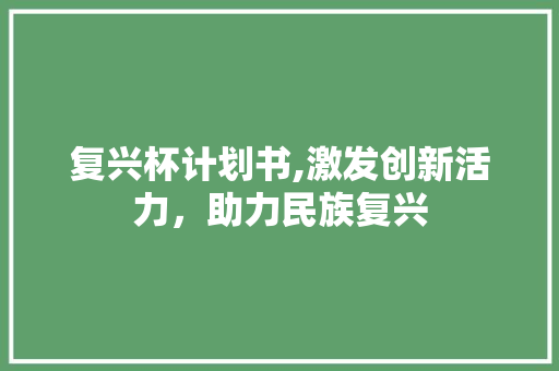 复兴杯计划书,激发创新活力，助力民族复兴