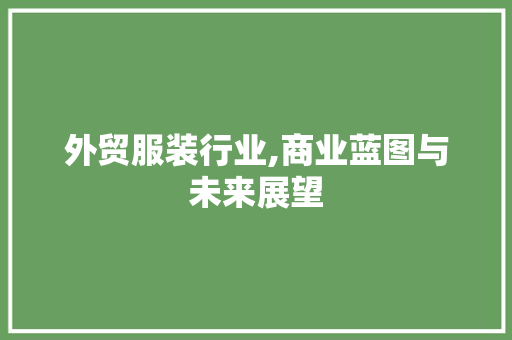 外贸服装行业,商业蓝图与未来展望