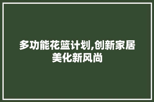 多功能花篮计划,创新家居美化新风尚