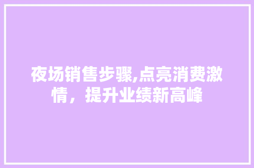 夜场销售步骤,点亮消费激情，提升业绩新高峰