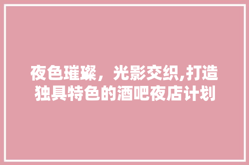 夜色璀璨，光影交织,打造独具特色的酒吧夜店计划