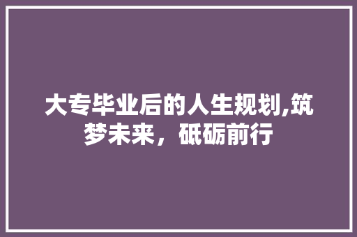 大专毕业后的人生规划,筑梦未来，砥砺前行