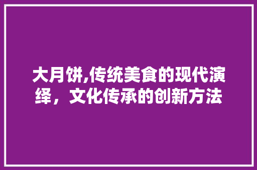 大月饼,传统美食的现代演绎，文化传承的创新方法