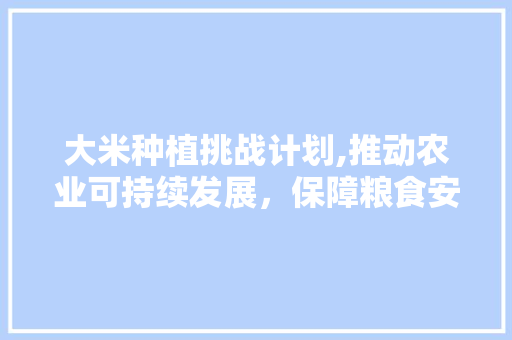 大米种植挑战计划,推动农业可持续发展，保障粮食安全