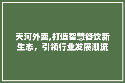 天河外卖,打造智慧餐饮新生态，引领行业发展潮流