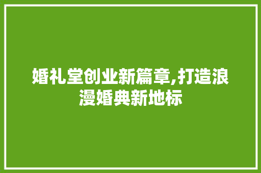 婚礼堂创业新篇章,打造浪漫婚典新地标