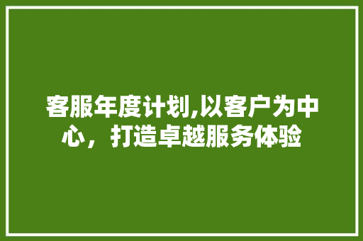 客服年度计划,以客户为中心，打造卓越服务体验