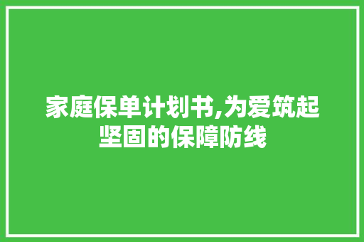 家庭保单计划书,为爱筑起坚固的保障防线