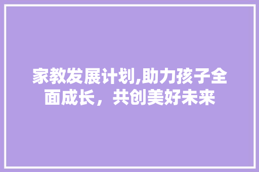 家教发展计划,助力孩子全面成长，共创美好未来