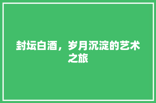 封坛白酒，岁月沉淀的艺术之旅