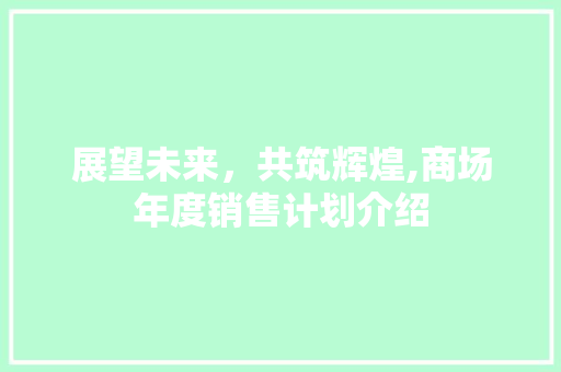 展望未来，共筑辉煌,商场年度销售计划介绍