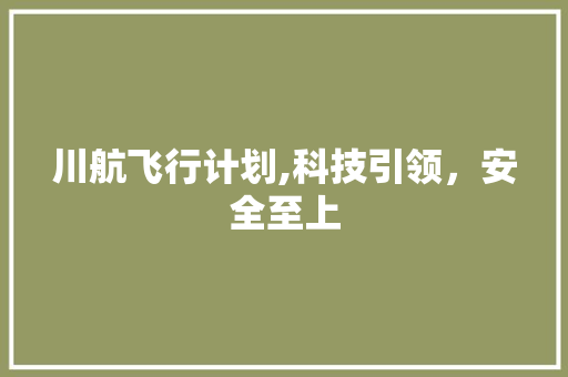 川航飞行计划,科技引领，安全至上