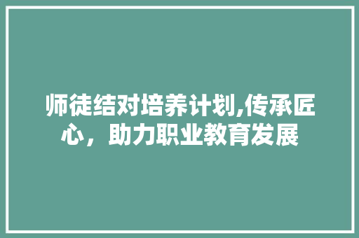 师徒结对培养计划,传承匠心，助力职业教育发展