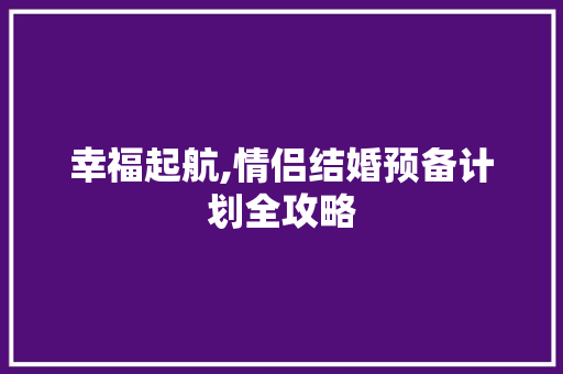 幸福起航,情侣结婚预备计划全攻略