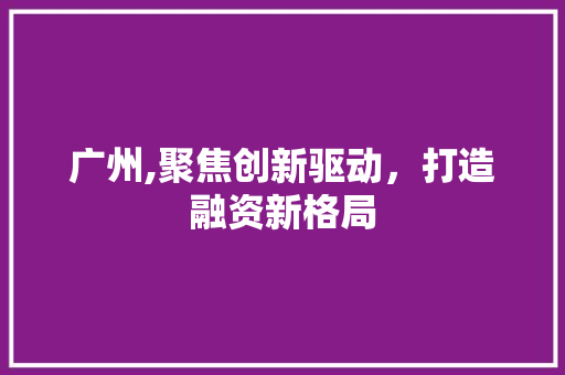 广州,聚焦创新驱动，打造融资新格局