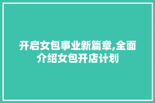 开启女包事业新篇章,全面介绍女包开店计划