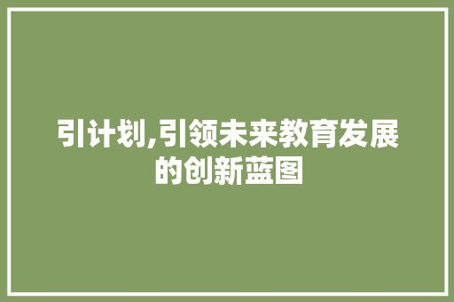 引计划,引领未来教育发展的创新蓝图