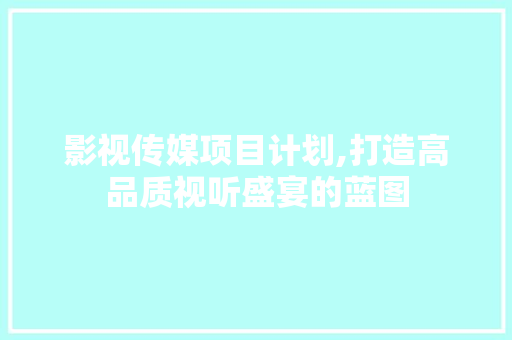 影视传媒项目计划,打造高品质视听盛宴的蓝图