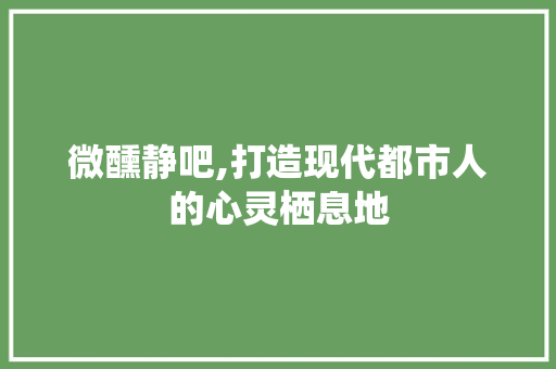 微醺静吧,打造现代都市人的心灵栖息地