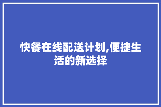 快餐在线配送计划,便捷生活的新选择