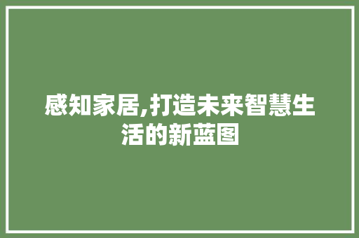 感知家居,打造未来智慧生活的新蓝图